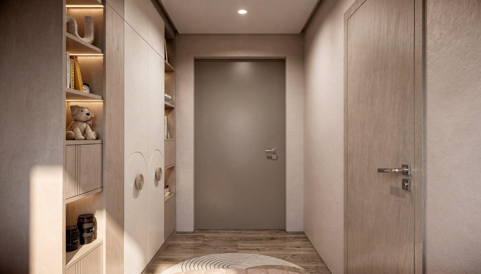 Bedroom at Four Seasons Residence Bangalore with lit oak joinery and a built-in reading nook